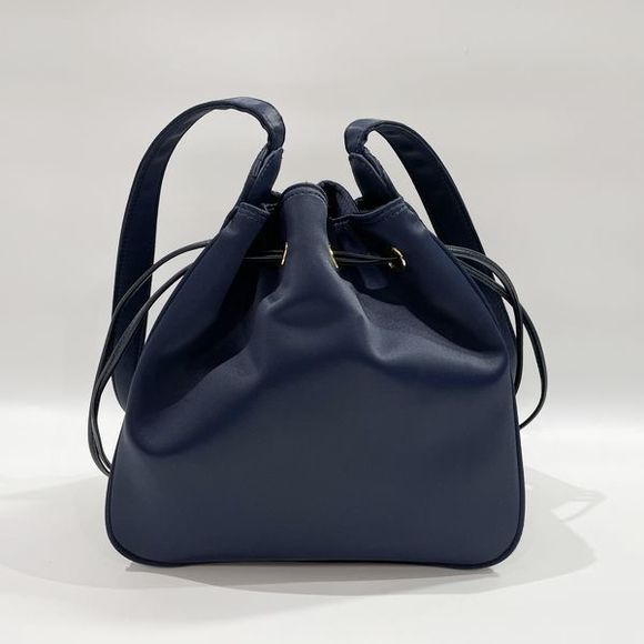 Yves Saint Laurent YSL Logo Drawstring Shoulder Bag Navy - Picture 2 of 12